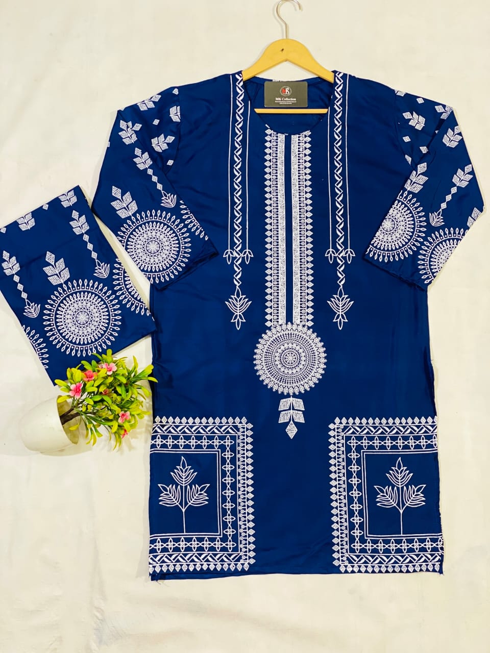 2 Pcs Women's Stitched Arabic Lawn Printed Suit with Free Home Delivery