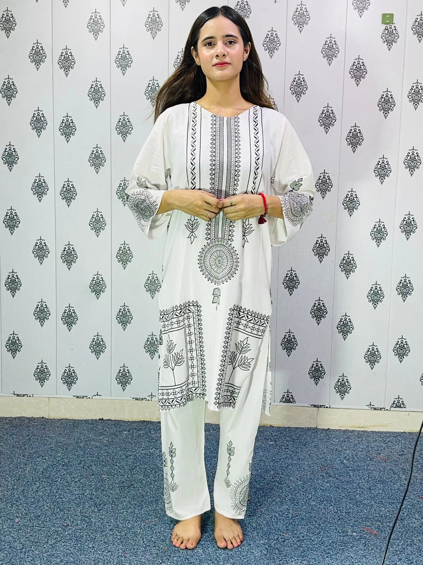 2 Pcs Women's Stitched Arabic Lawn Printed Suit with Free Home Delivery